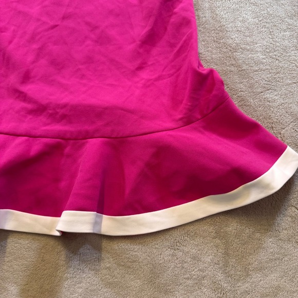 Victoria Beckham Pink Ruffle Hem Shift Dress Sleeveless Mini Mod Party Sz M - Picture 10 of 15